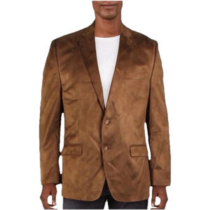 Ralph Ralph Lauren Mens Micro Suede Blazer Sport Coat Jacket 46 Long Brown Chic
